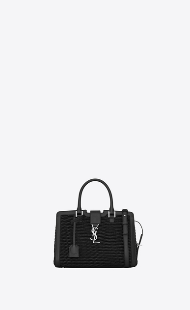 SAINT LAURENT Monogram Baby Cabas レディース モノグラム・サンローラン クラシックカバス(ベイビー/ブラック/ラフィア&レザー) a_V4