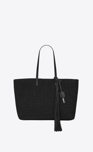 SAINT LAURENT トート E/W レディース ショッピング・サンローラン トートバッグ(ブラック/ラフィア&ブラック/レザータッセル) a_V4