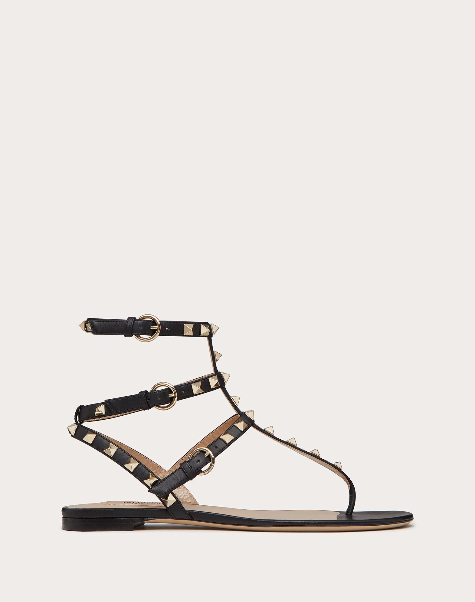 Rockstud Calfskin Flat Flip-Flop Sandal for Woman | Valentino Online ...