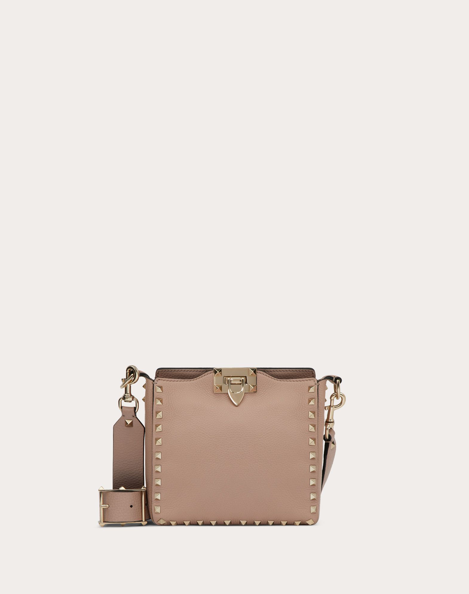 Mini Rockstud Grainy Calfskin Hobo Bag for Woman | Valentino Online ...