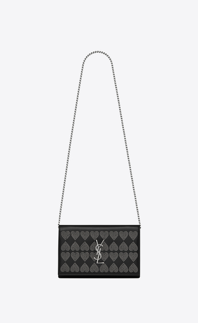 SAINT LAURENT Mini bags Monogramme Woman Monogram chain wallet in leather and heart studs a_V4