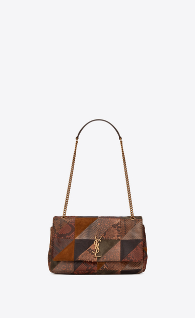 SAINT LAURENT Jamie Woman jamie medium "carré rive gauche " in leather, suede and python patchwork a_V4