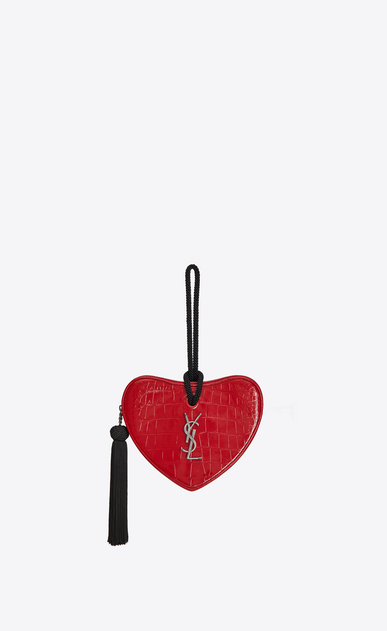 Women S Mini Bags Saint Lau Ysl Monogram Cœur Clutch In Crocodile Embossed Patent Leather