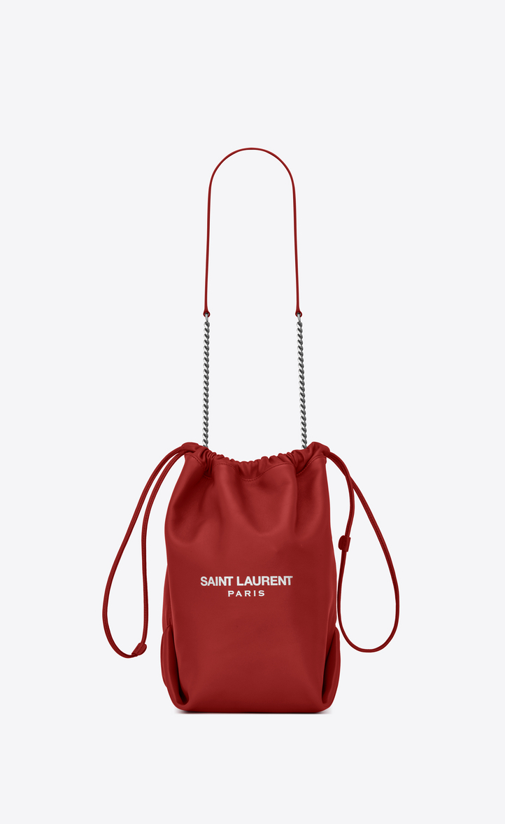 Saint Lau Teddy Drawstring Bag In Smooth Leather Ysl Bucket Bag