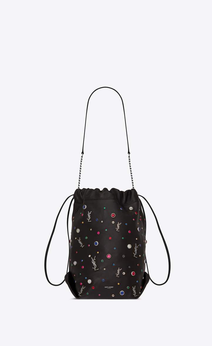 Saint Lau Teddy Bucket Bag In Leather And Charms Ysl Teddy Bucket Bag In Leather And Charms Front View
