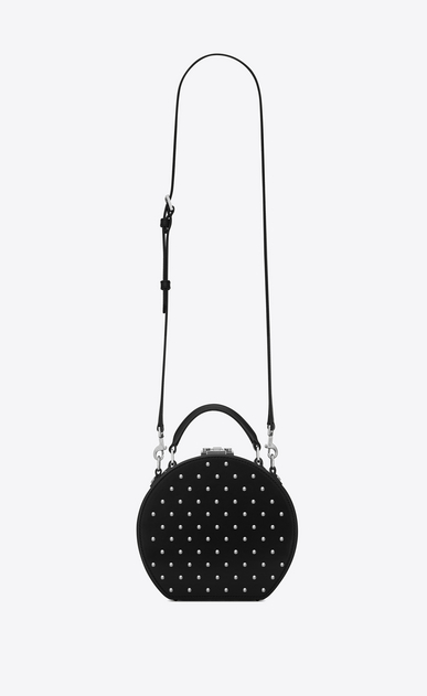 SAINT LAURENT Mini bags Damen MICA Hutboxtasche aus schwarzem Leder mit silberfarbenen Nieten a_V4