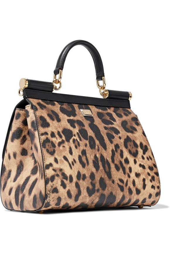 Sicily appliquéd leopard-print textured-leather shoulder bag | DOLCE ...