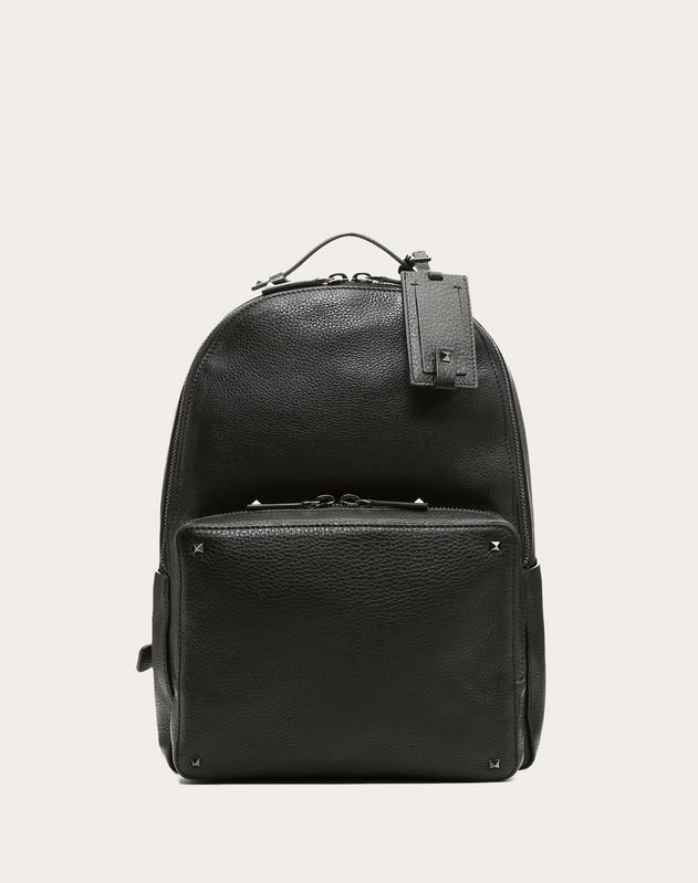 valentino black leather backpack