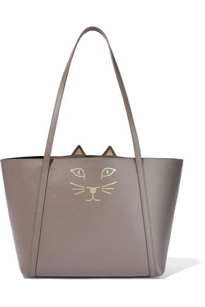Designer Handbags Up To 70 Off The Outnet Charlotte Olympia Feline Mini Metallic Printed Textured Leather Tote