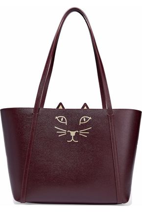 Designer Handbags Up To 70 Off The Outnet Charlotte Olympia Feline Mini Metallic Printed Textured Leather Tote