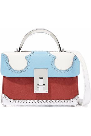 Designer Handbags Up To 70 Off The Outnet The Volon Laser Cut Metallic Color Block Textured Leather Shoulder Bag
