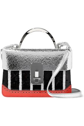 Designer Handbags Up To 70 Off The Outnet The Volon Sequined Textured And Metallic Ed Leather Shoulder Bag