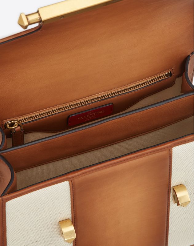 Large canvas and Calf Leather Uptown tophandle bag for Woman