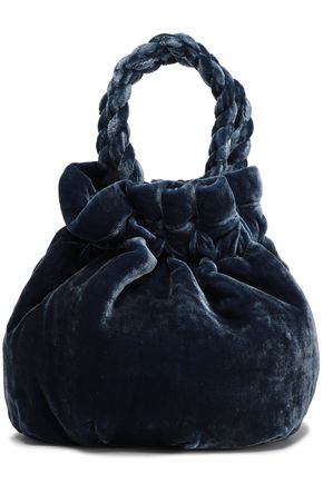 STAUD Braid-trimmed velvet clutch