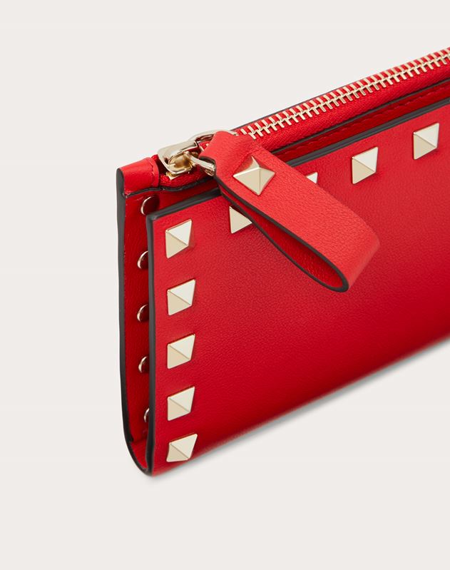 Portamonete e Carte Rockstud in Vitello