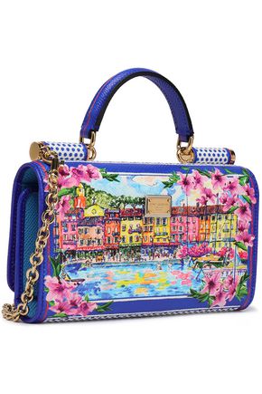Click to view more detailed imagery on our partner's website Dolce & Gabbana Woman Sicily Von Printed Textured-Leather Iphone Case Royal Blue
