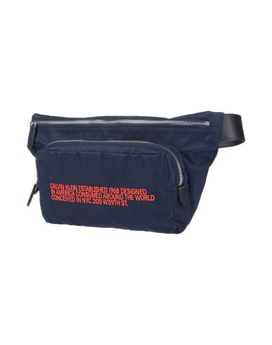 Man Belt bag Midnight blue Size - Textile fibers, Soft Leather