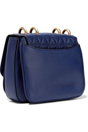 Balmain Renaissance Smooth And Quilted Leather Shoulder Bag In Royal Blue