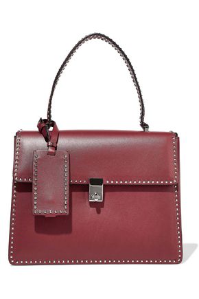 Valentino Garavani Studded Leather Shoulder Bag In Grape