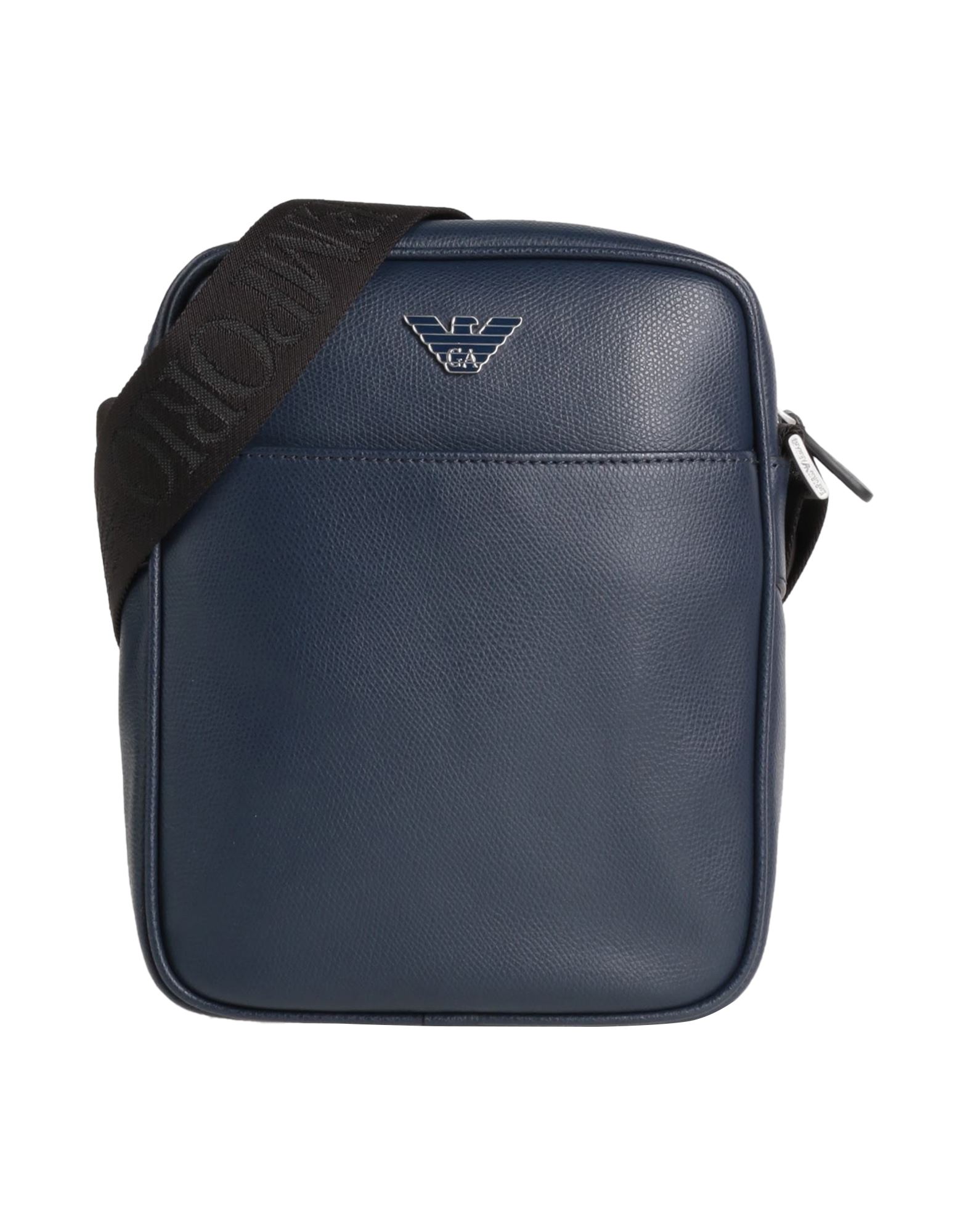 Shop Emporio Armani Man Cross-body Bag Navy Blue Size - Bovine Leather