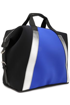 Monreal London Metallic Leather-trimmed Scuba Gym Bag In Cobalt Blue