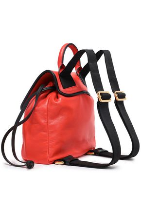 Marni Swing Leather Backpack In Tomato Red