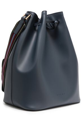 Marni Leather Bucket Bag In Navy