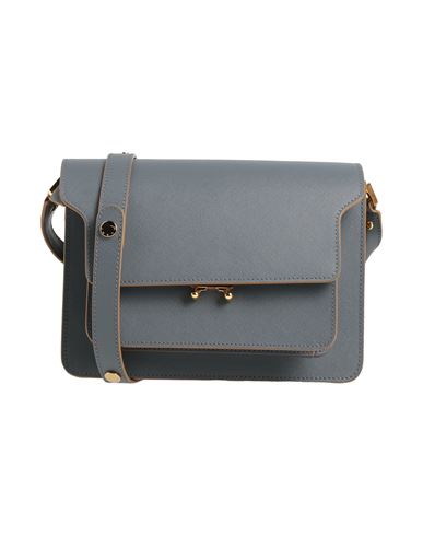 Marni Woman Cross-body Bag Charcoal Size - Cow Leather, Brass In Gray