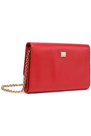 Dolce & Gabbana Appliquéd Leather Clutch In Red