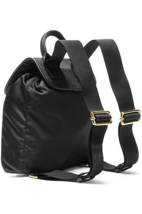 Marni Swing Leather-trimmed Shell Backpack In Dark Green