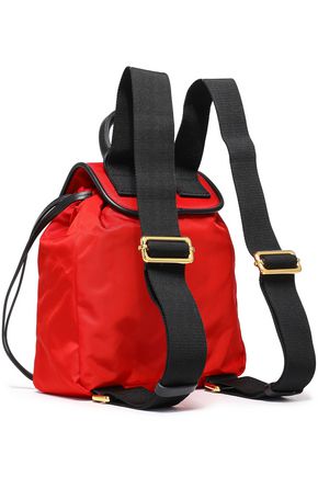 Marni Swing Leather-trimmed Shell Backpack In Red