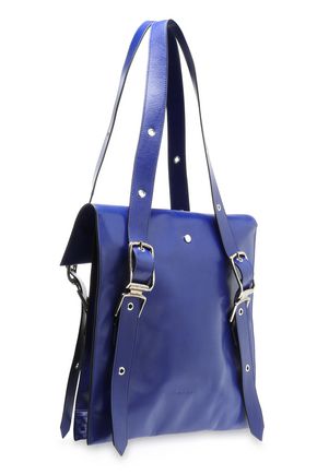 Marni Leather Tote In Royal Blue