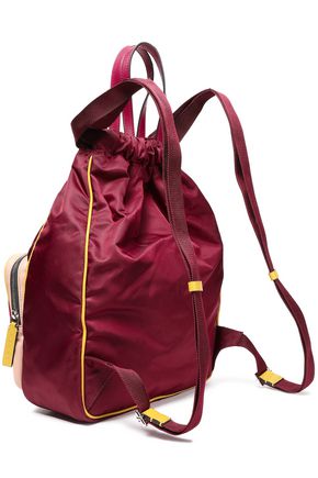 Marni Leather-paneled Color-block Backpack In Magenta