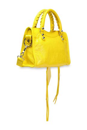 Click to view more detailed imagery on our partner's website Balenciaga Woman Classic City Mini Textured-Leather Tote Yellow