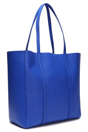 Balenciaga Logo-print Textured-leather Tote In Bright Blue