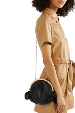 Nanushka Oana Knotted Satin Shoulder Bag In Black
