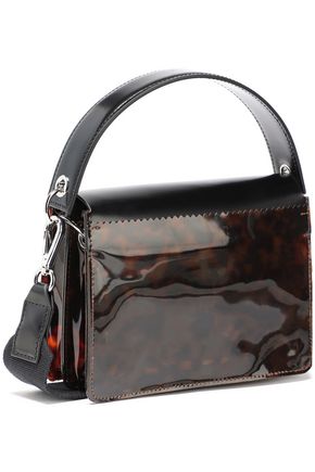 Kara Woman Leather And Tortoiseshell Pvc Shoulder Bag Black