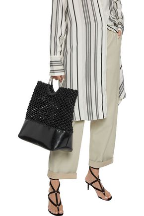 Proenza Schouler Runway Market Coated Macramé And Snake-effect Leather Tote In Black