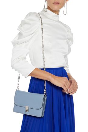Valentino Garavani Woman Stud Stitching Leather Shoulder Bag Sky Blue