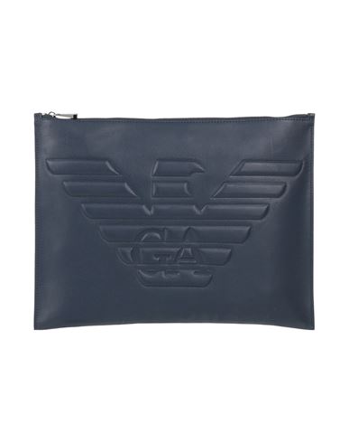 Emporio Armani Man Handbag Navy Blue Size - Soft Leather