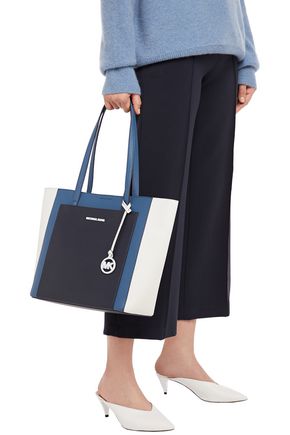 Michael Michael Kors Color-block Pebbled-leather Tote In Blue