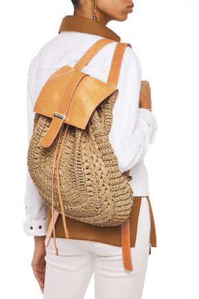 Alberta Ferretti Woman Braided And Textured-leather Backpack Sand In Brown
