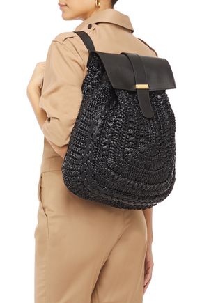 Alberta Ferretti Braided And Textured-leather Backpack In Black