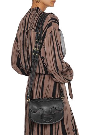 Antik Batik Tyria Eyelet-embellished Pebbled-leather Shoulder Bag In Black