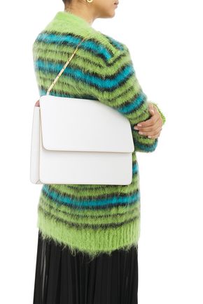 Marni Cache Leather Shoulder Bag In White