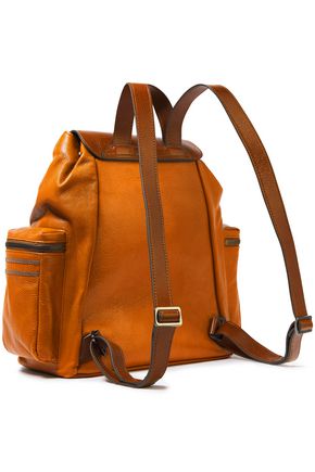 Brunello Cucinelli Bead-embellished Textured-leather Backpack In Camel