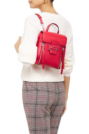 Tod's Convertible Pebbled-leather Backpack In Crimson