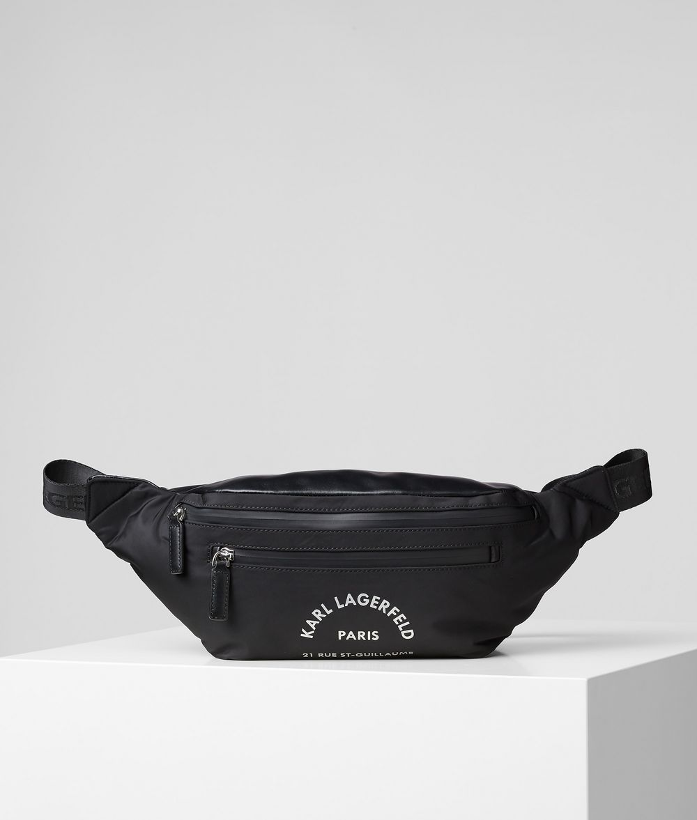 Karl Lagerfeld Unisexe Sac Banane Rue St-guillaume Noir 52% Cuir de veau, 48% Polyamide, Taille: OneSize