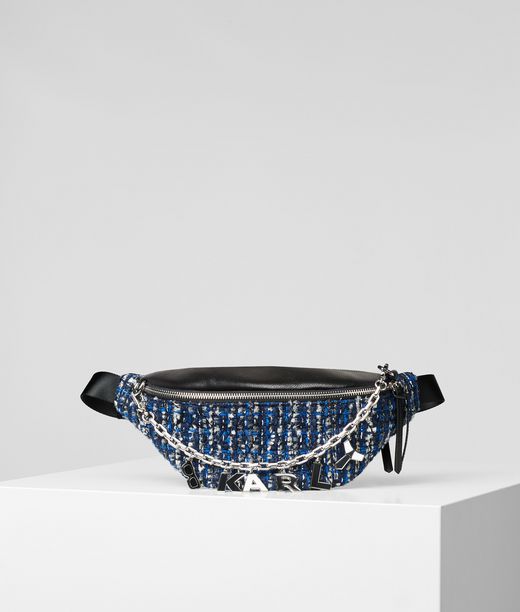 Karl Lagerfeld Donna K/studio Marsupio In Tweed Black / Blu 82% Pelle Bovina, 18% Poliestere, Taglia: OneSize