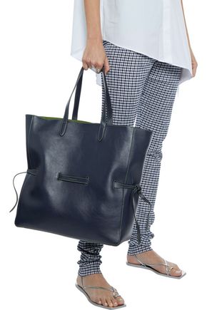 Jil Sander Knotted Leather Tote In Storm Blue